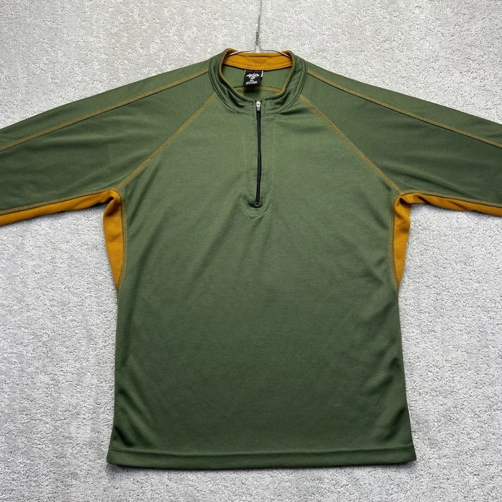 Prana Breathe Shirt Mens XL Green‎ Pullover Quarter Zip Long Sleeve Performance